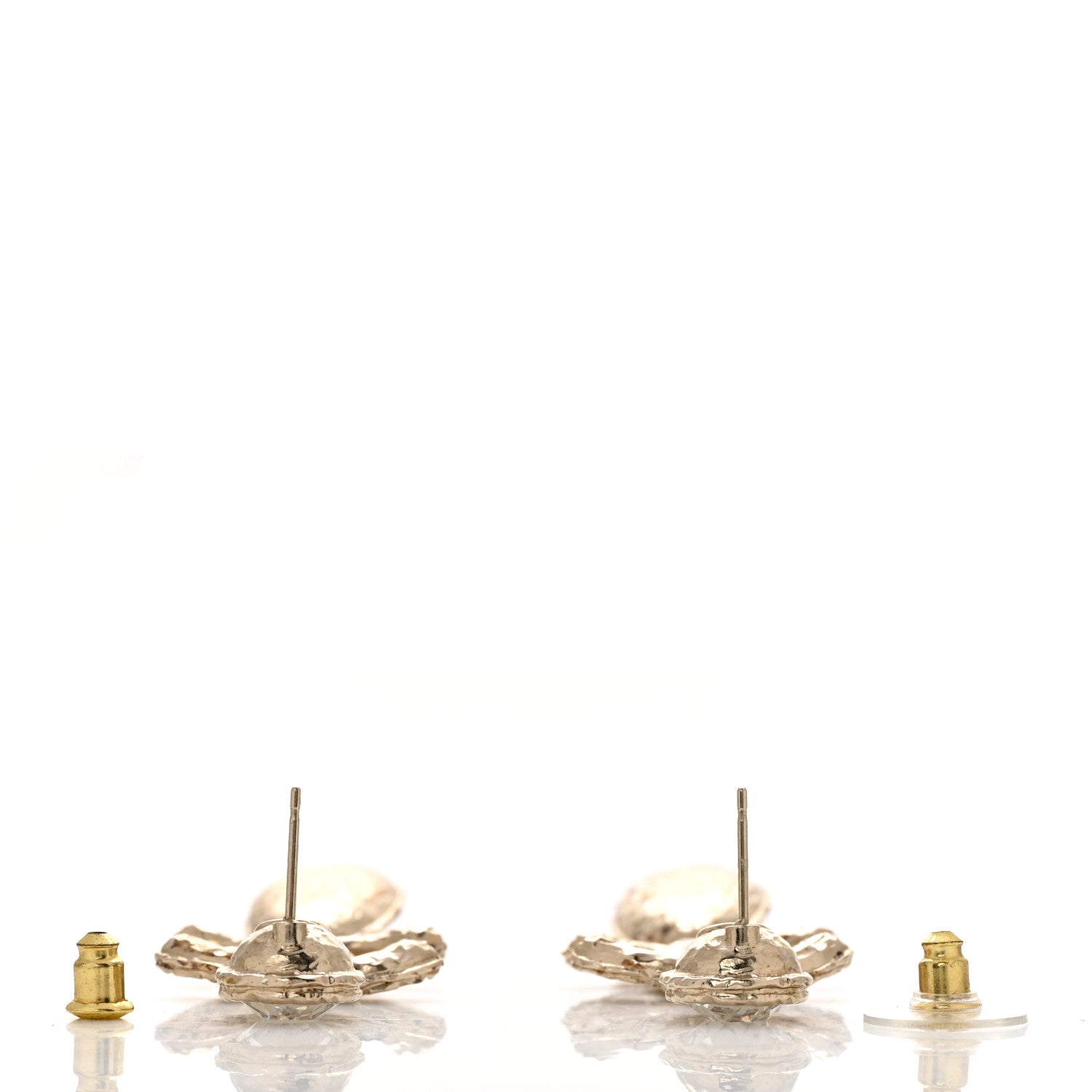 Chanel Crystal CC Tear Drop Earrings Gold Pink 3 of 4