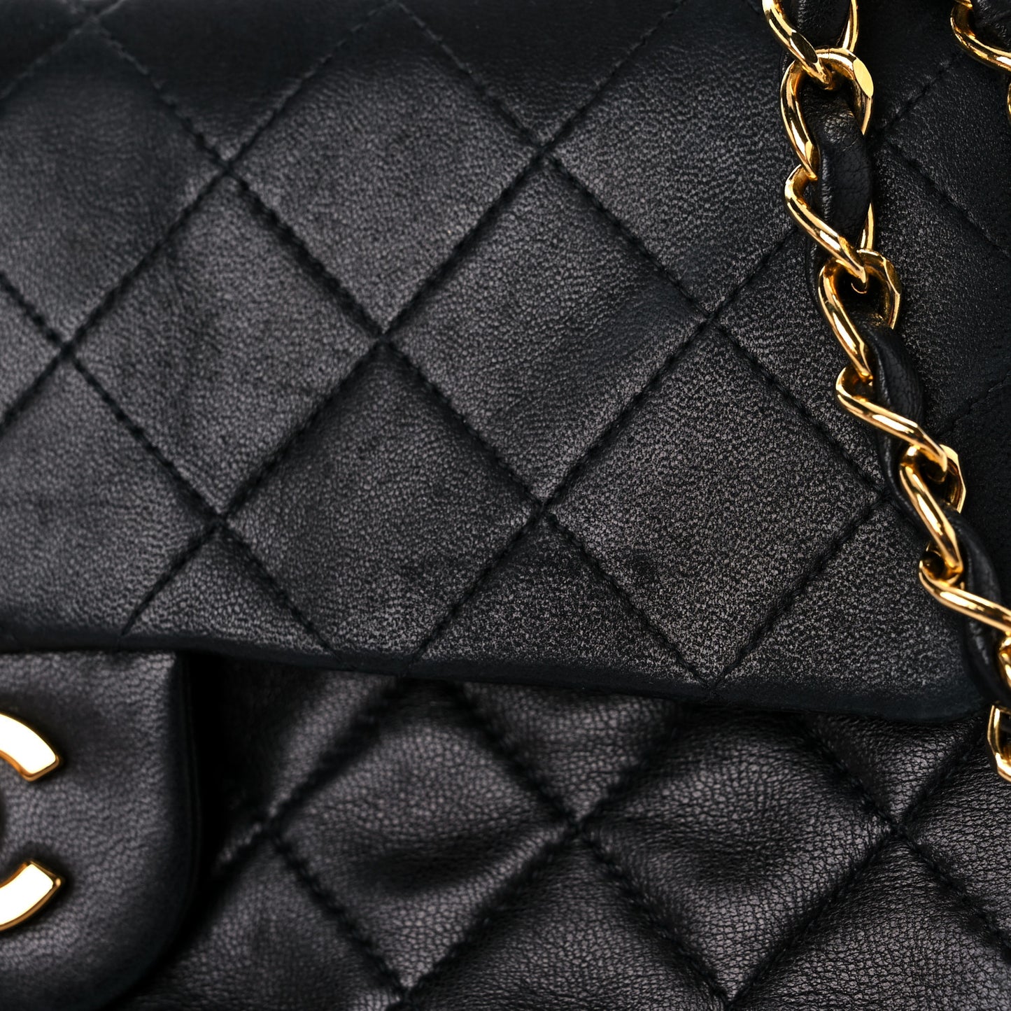 Lambskin Quilted Small Double Flap Black