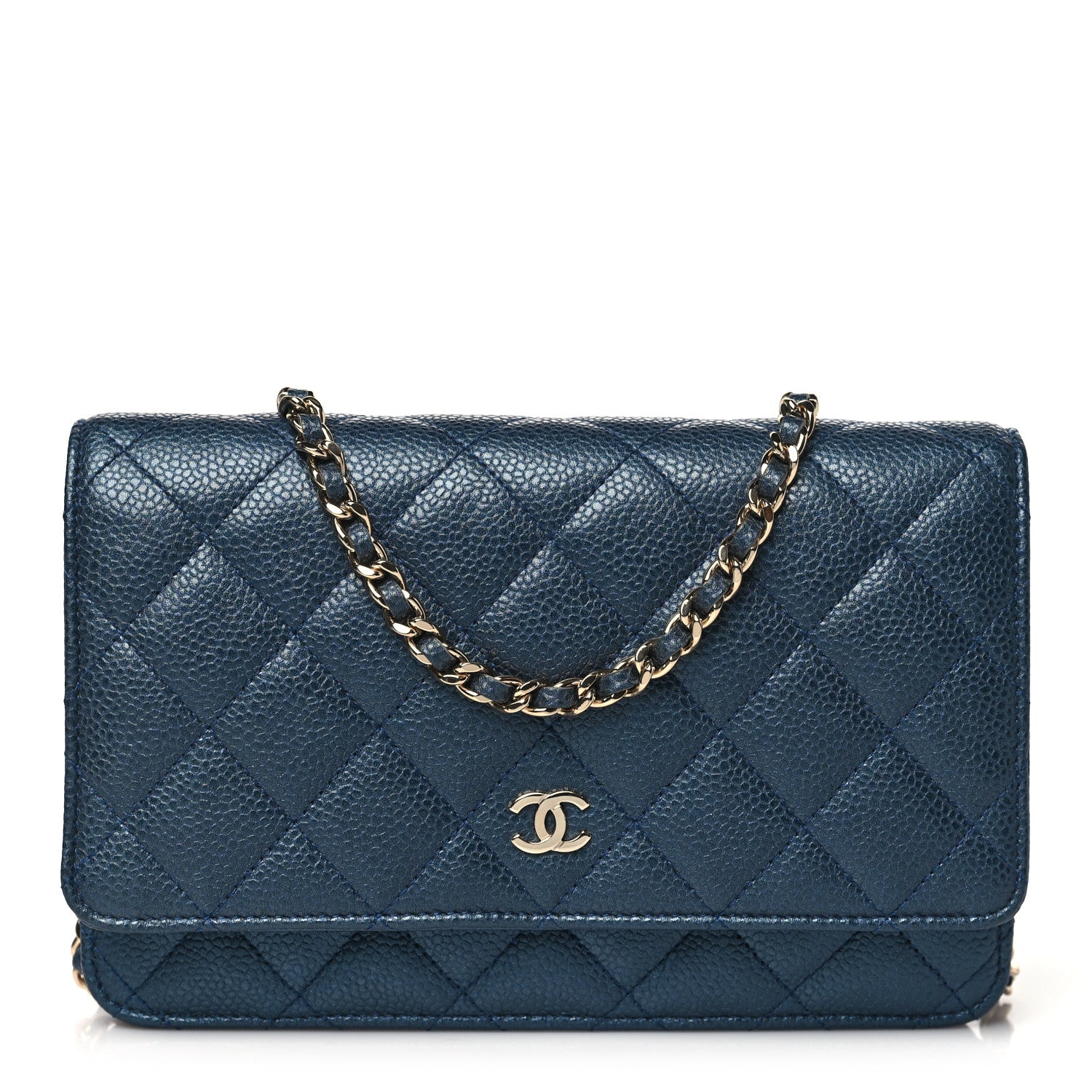 Chanel Caviar Quilted Wallet on Chain WOC Dark Blue 1 of 10