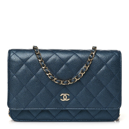 Chanel Caviar Quilted Wallet on Chain WOC Dark Blue 1 of 10