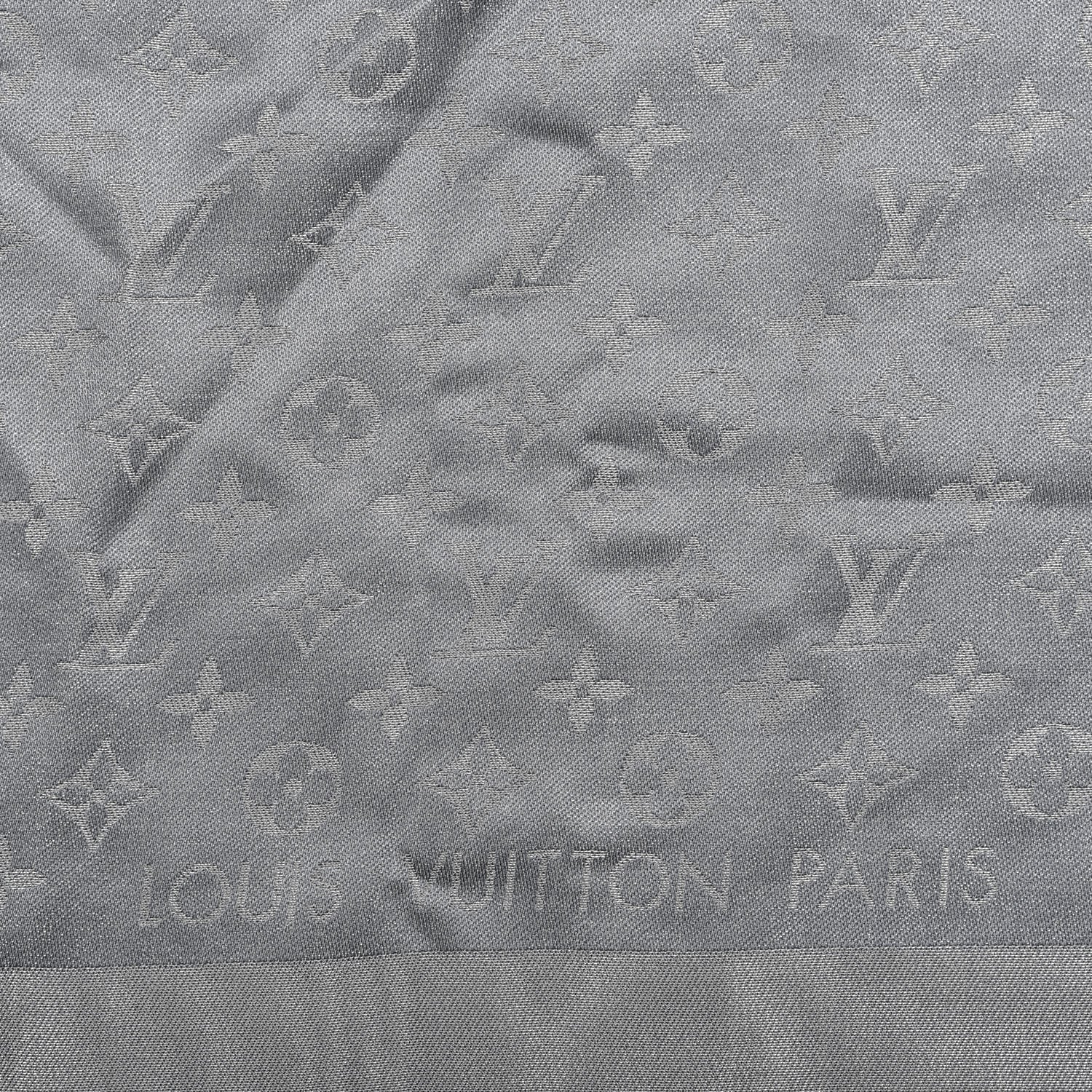 Louis Vuitton Silk Lurex Wool Monogram Shine Shawl Charcoal Grey 2 of 3