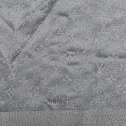 Louis Vuitton Silk Lurex Wool Monogram Shine Shawl Charcoal Grey 2 of 3