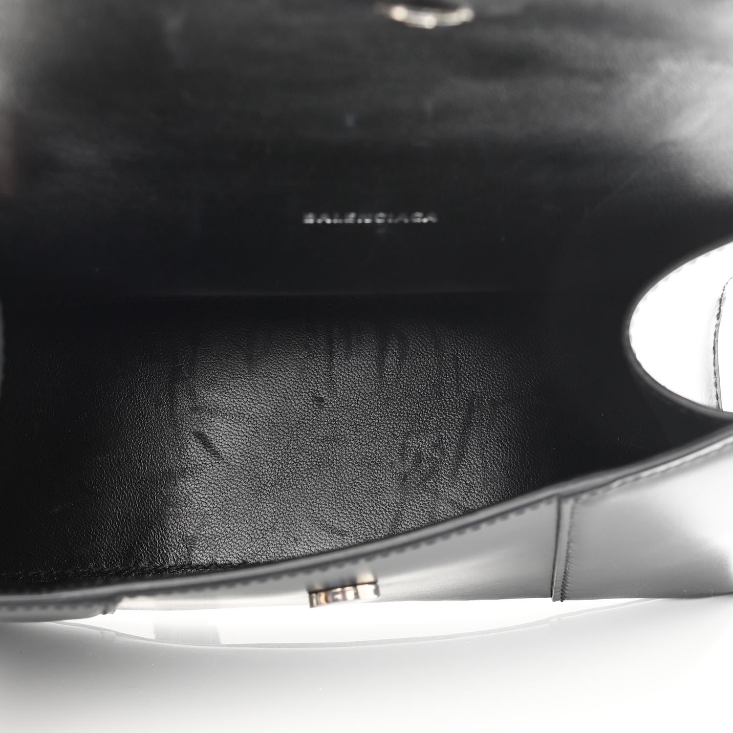 Balenciaga Box Calfskin Graffiti Logo Hourglass Top Handle Bag XS Black Silver 4 of 12
