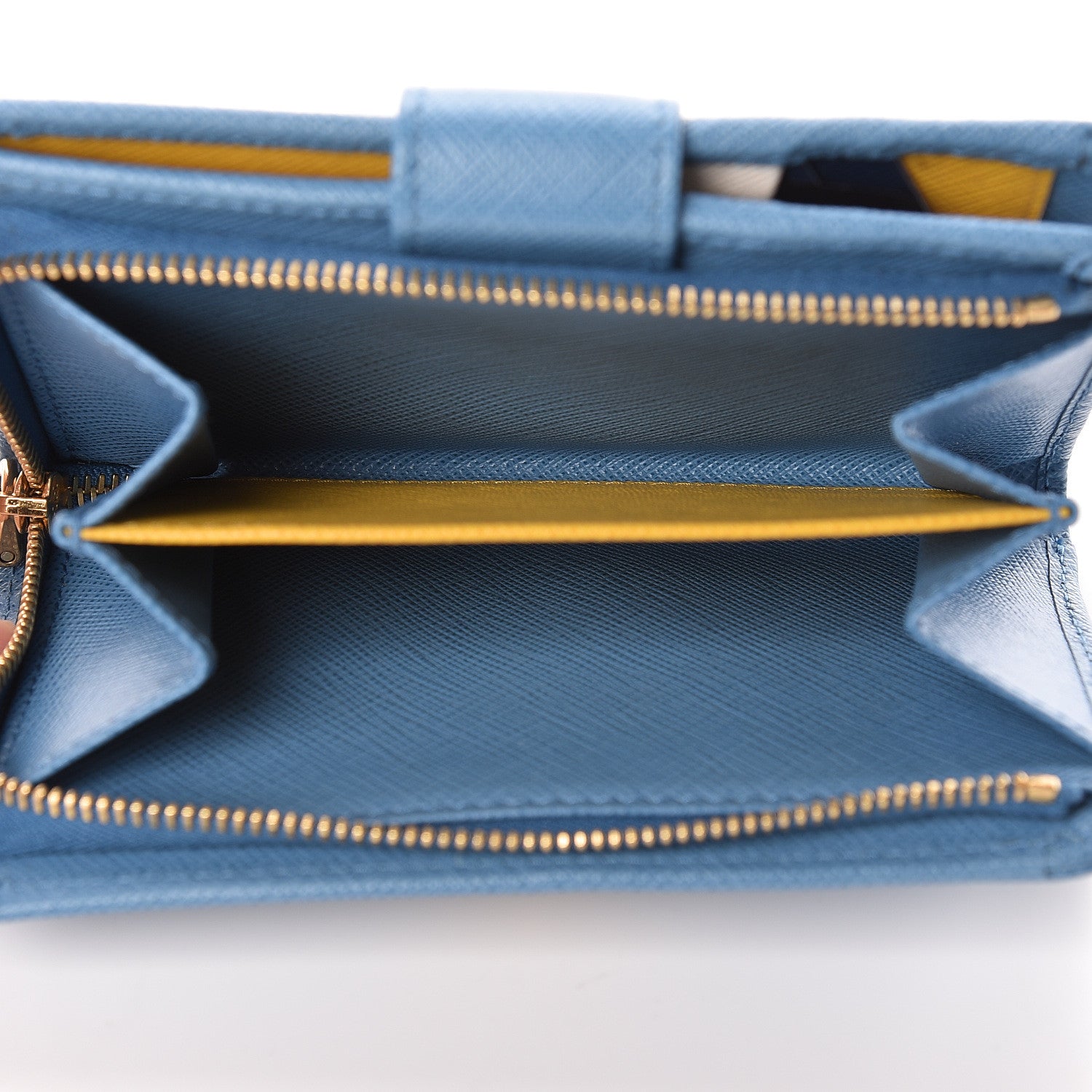 Prada Saffiano Metal Compact Wallet Bluette Mare 5 of 8