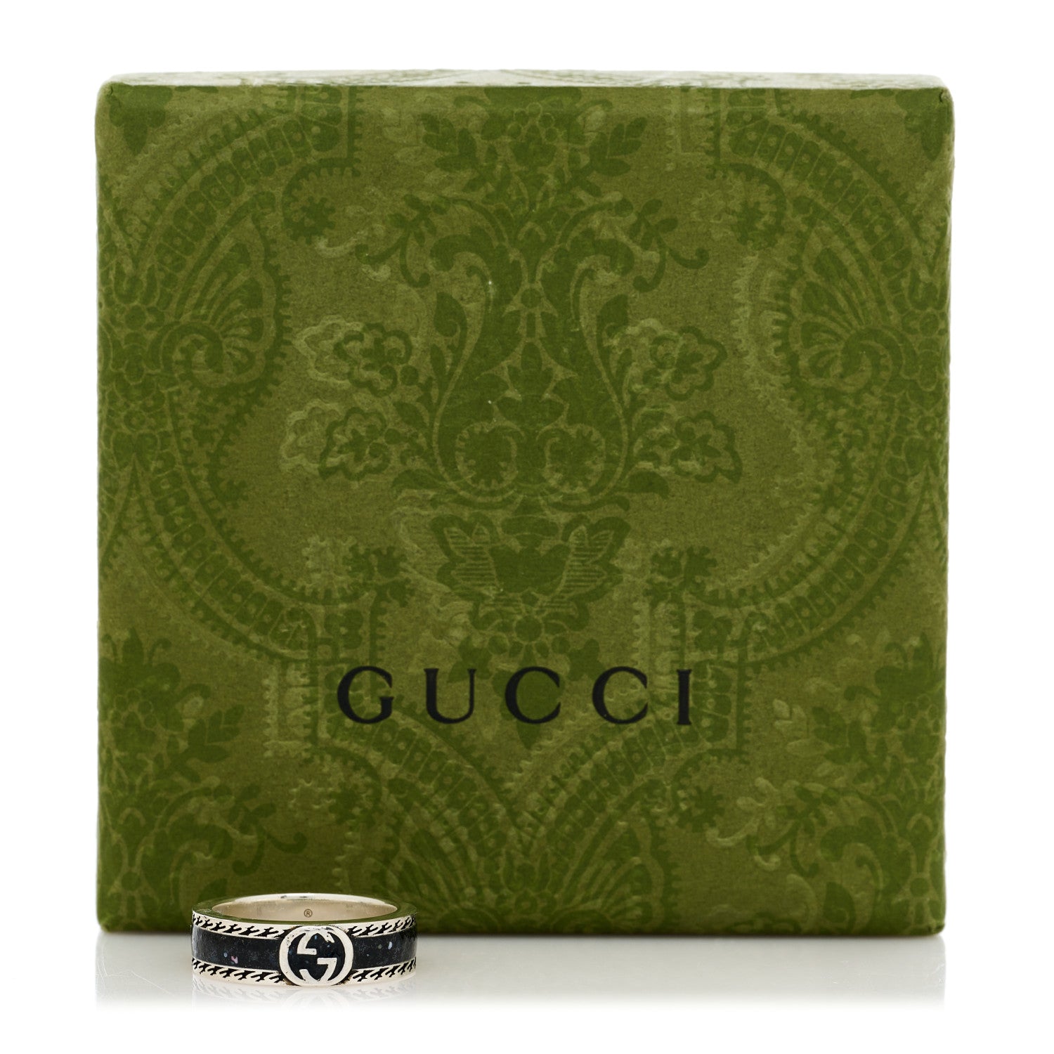 Gucci Sterling Silver Enamel Interlocking G Band Ring 54 7 6 of 6