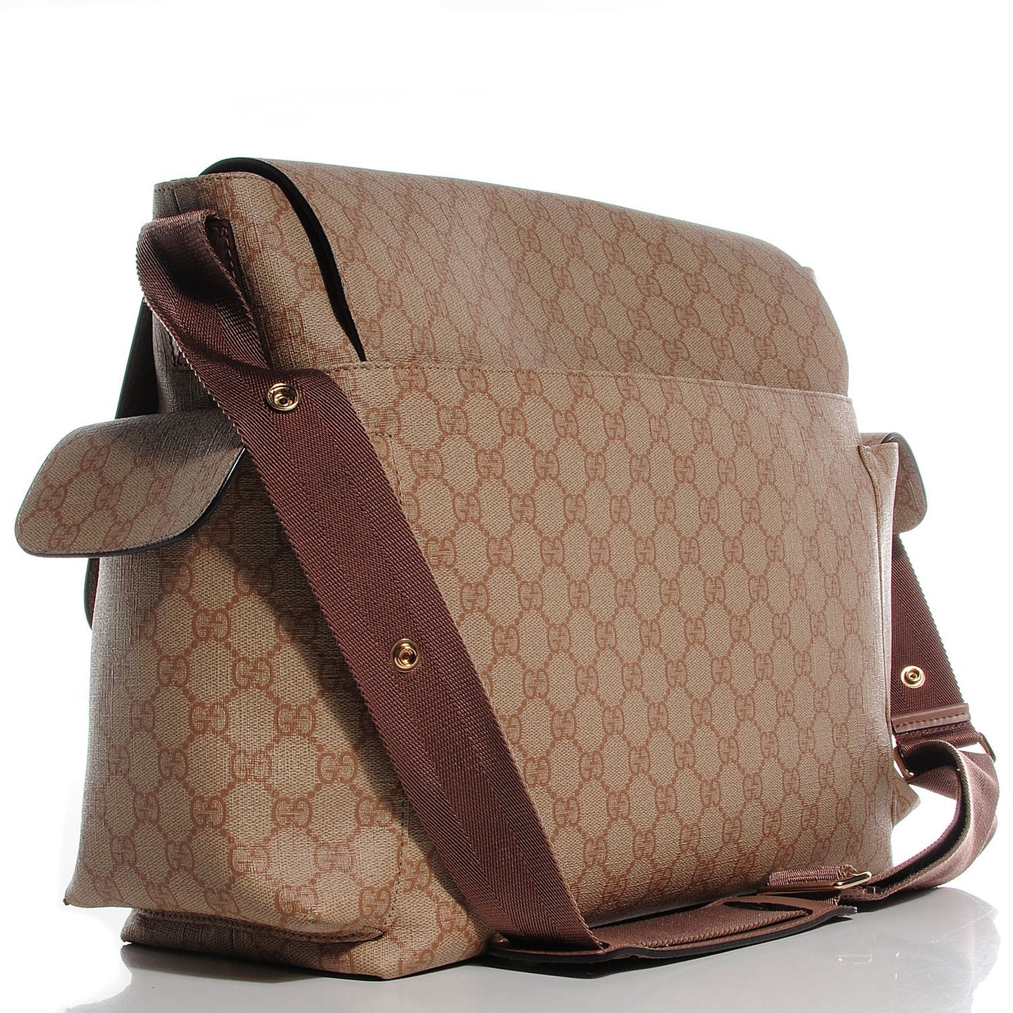 GG Plus Monogram Messenger Diaper Bag Brown