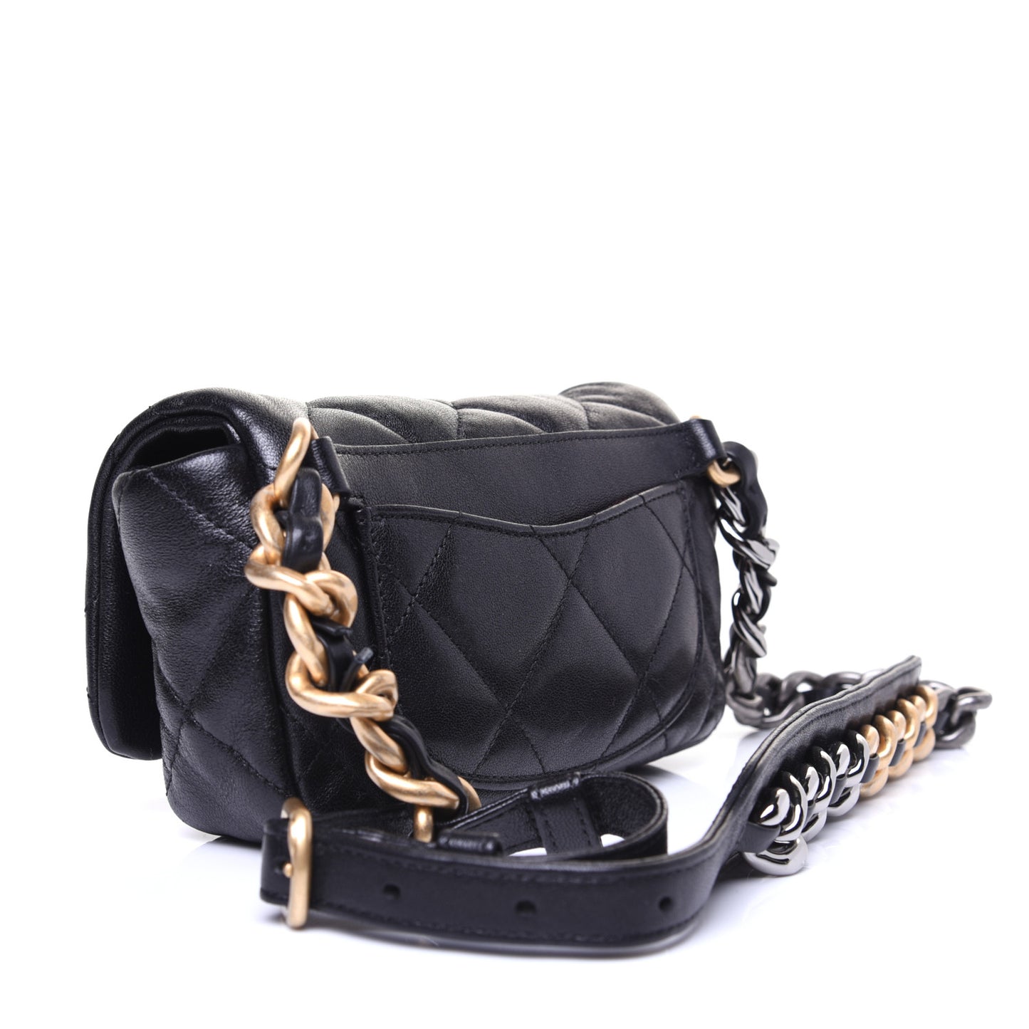 Lambskin Quilted 19 Waist Bag Black