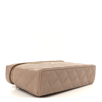 Chanel Caviar Quilted Top Handle Slim Vanity With Chain Dark Beige 4 of 11