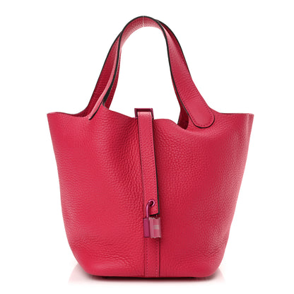 Hermes Taurillon Clemence Monochrome Picotin Lock 18 PM Rose Mexico 1 of 11