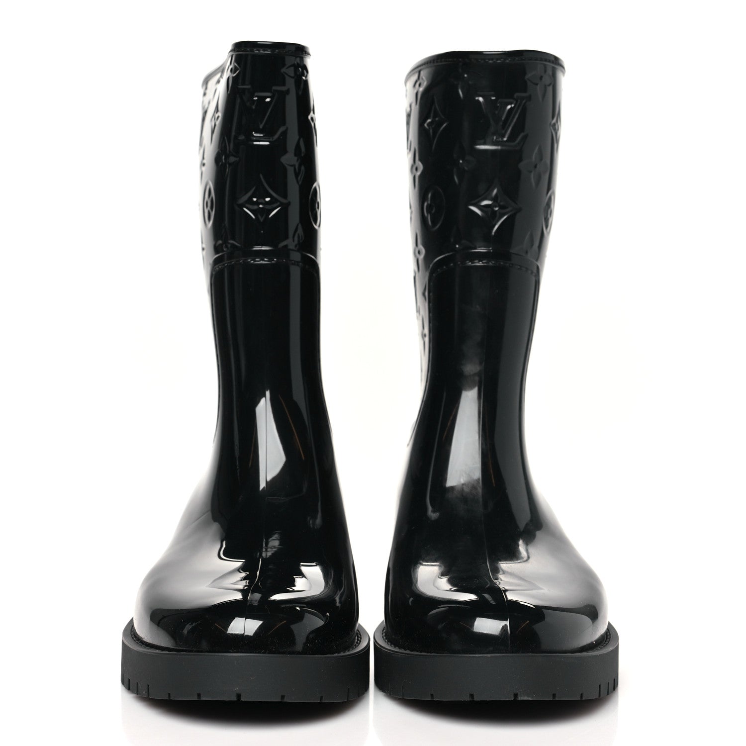 Louis Vuitton Rubber Embossed Monogram Splash Rain Short Boots 38 Black 3 of 8