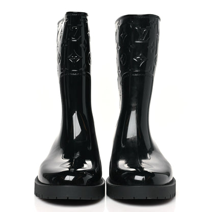 Louis Vuitton Rubber Embossed Monogram Splash Rain Short Boots 38 Black 3 of 8