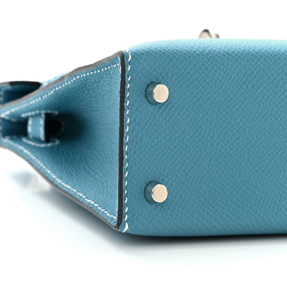 Hermes Epsom Mini Kelly Sellier 20 New Blue Jean 8 of 9