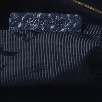 Burberry Heritage Grain Check Embossed Medium Dewsbury Tote Blue Carbon 9 of 9