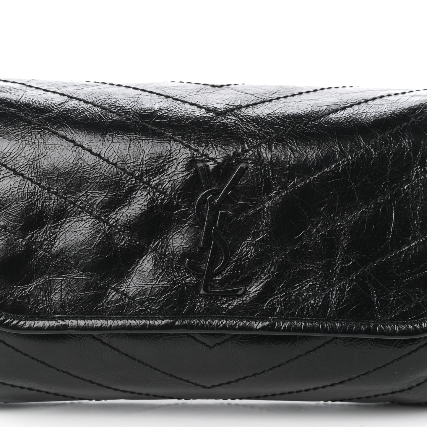 Crinkled Calfskin Matelasse Monogram Niki Body Bag Black