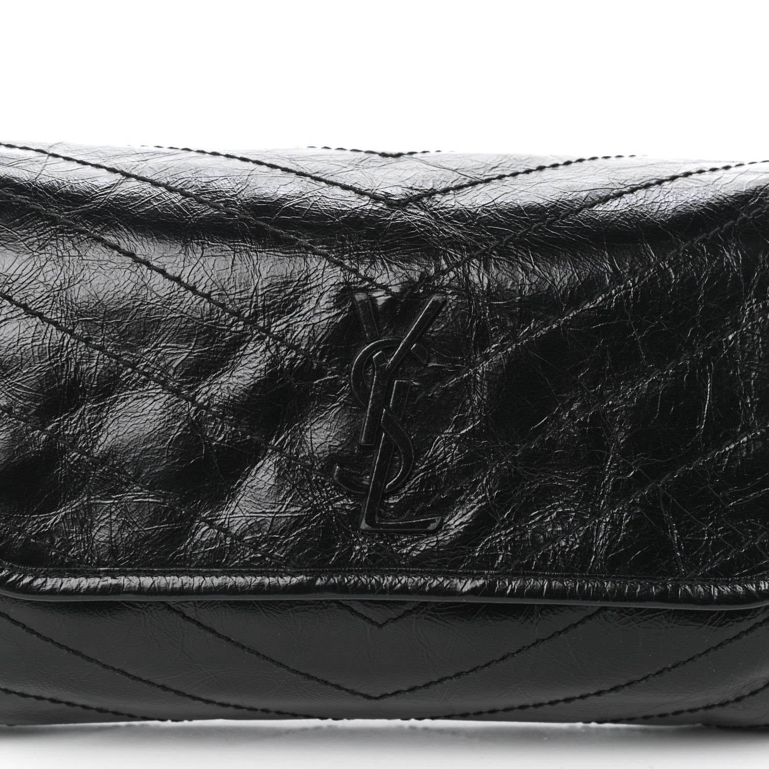 Saint Laurent Crinkled Calfskin Matelasse Monogram Niki Body Bag Black 7 of 9