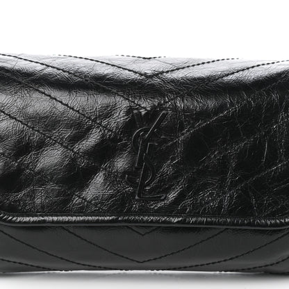 Saint Laurent Crinkled Calfskin Matelasse Monogram Niki Body Bag Black 7 of 9