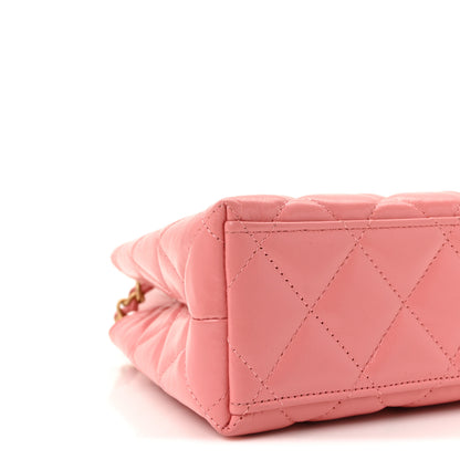 Chanel Shiny Aged Calfskin Quilted Nano Kelly Shopper Coral Pink 16 of 19