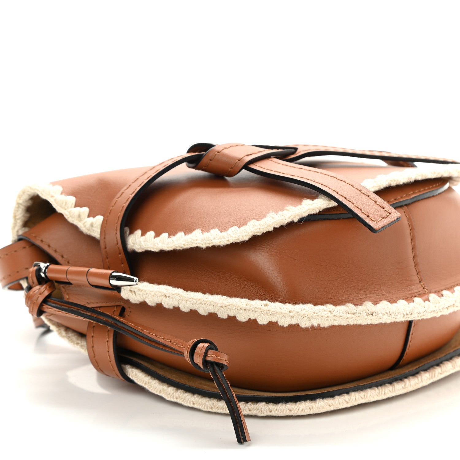Loewe Calfskin Crochet Trim Small Gate Crossbody Bag Tan 8 of 9