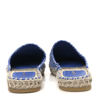 Chanel Tweed Sequin Cap Toe CC Espadrilles Mule 36 Blue White 6 of 10