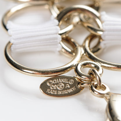 Chanel Resin Camellia Chain Ribbon Bracelet White 4 of 6