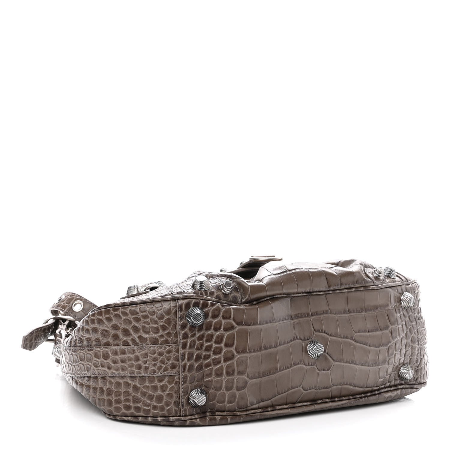 Balenciaga Extra Supple Calfskin Crocodile Embossed Medium Le Cagole Shoulder Bag Medium Grey 3 of 9