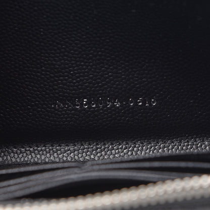 Saint Laurent Grain De Poudre Matelasse Chevron Monogram Zip Around Wallet Black 7 of 7