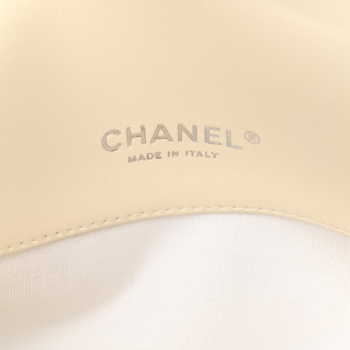 Printed Lambskin Logo CC Envelope Clutch With Chain White