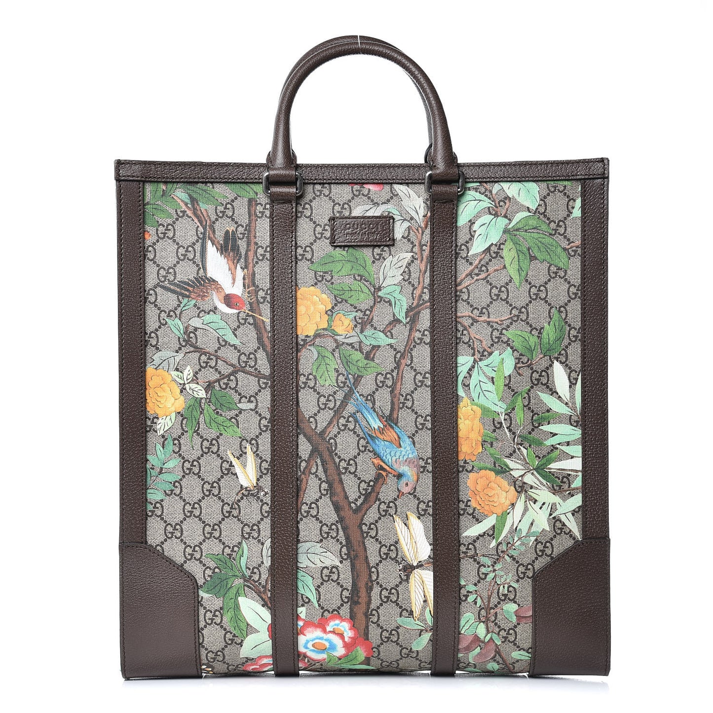 GG Supreme Monogram Tian Web Vertical Tote Beige Multicolor New Acero