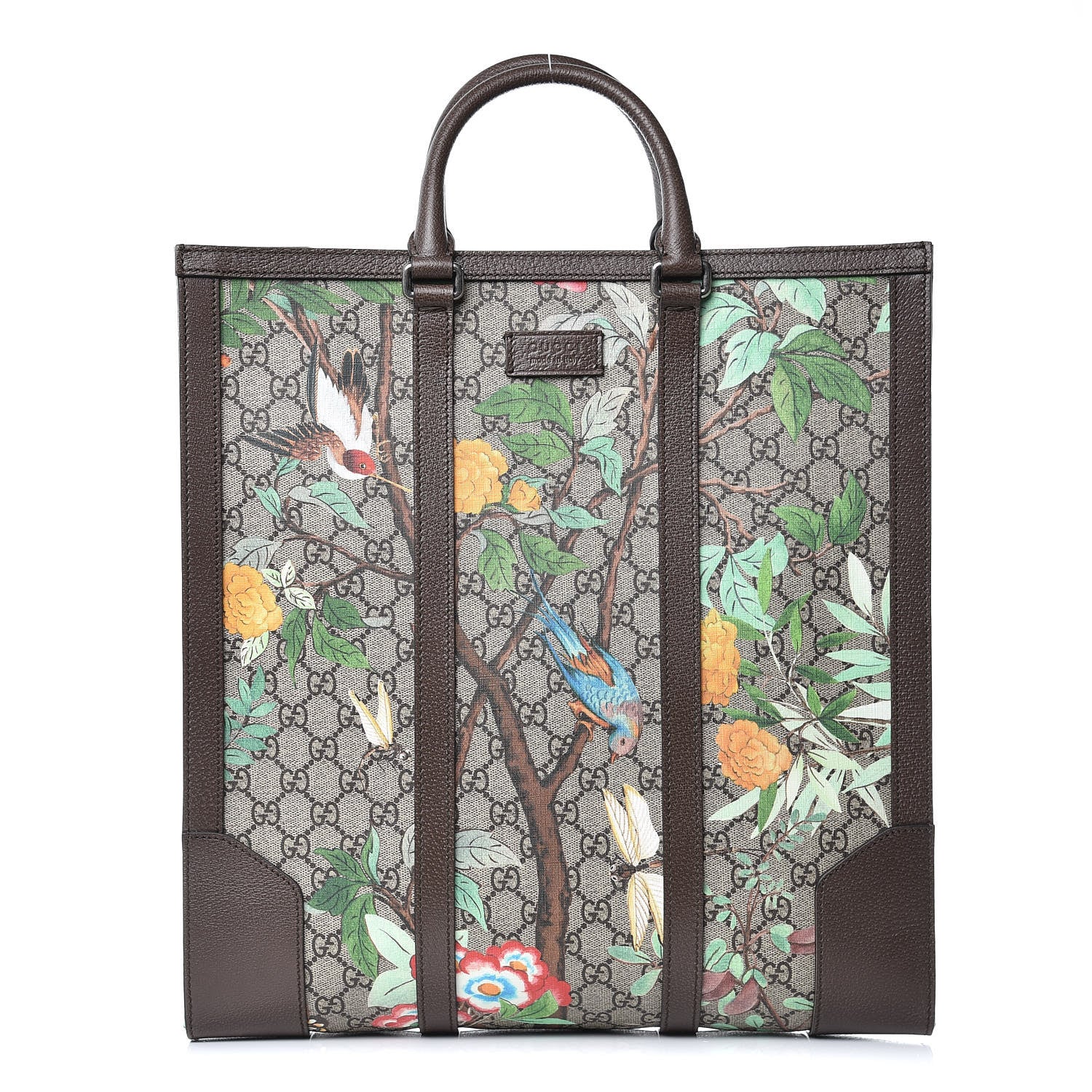 Gucci GG Supreme Monogram Tian Web Vertical Tote Beige Multicolor New Acero 1 of 9