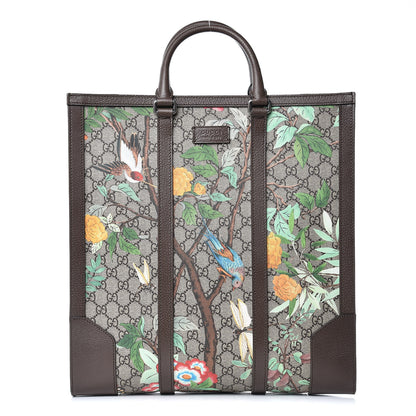 Gucci GG Supreme Monogram Tian Web Vertical Tote Beige Multicolor New Acero 1 of 9