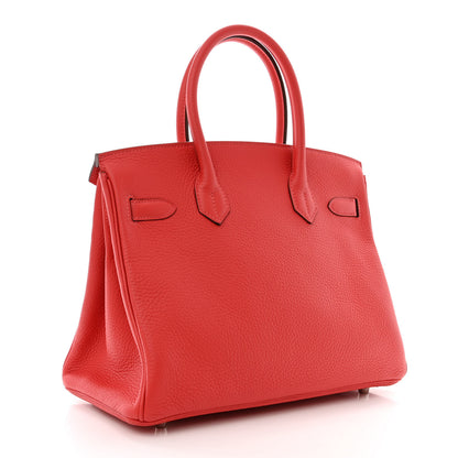 Hermes Taurillon Clemence Birkin 30 Rouge Pivoine 3 of 11