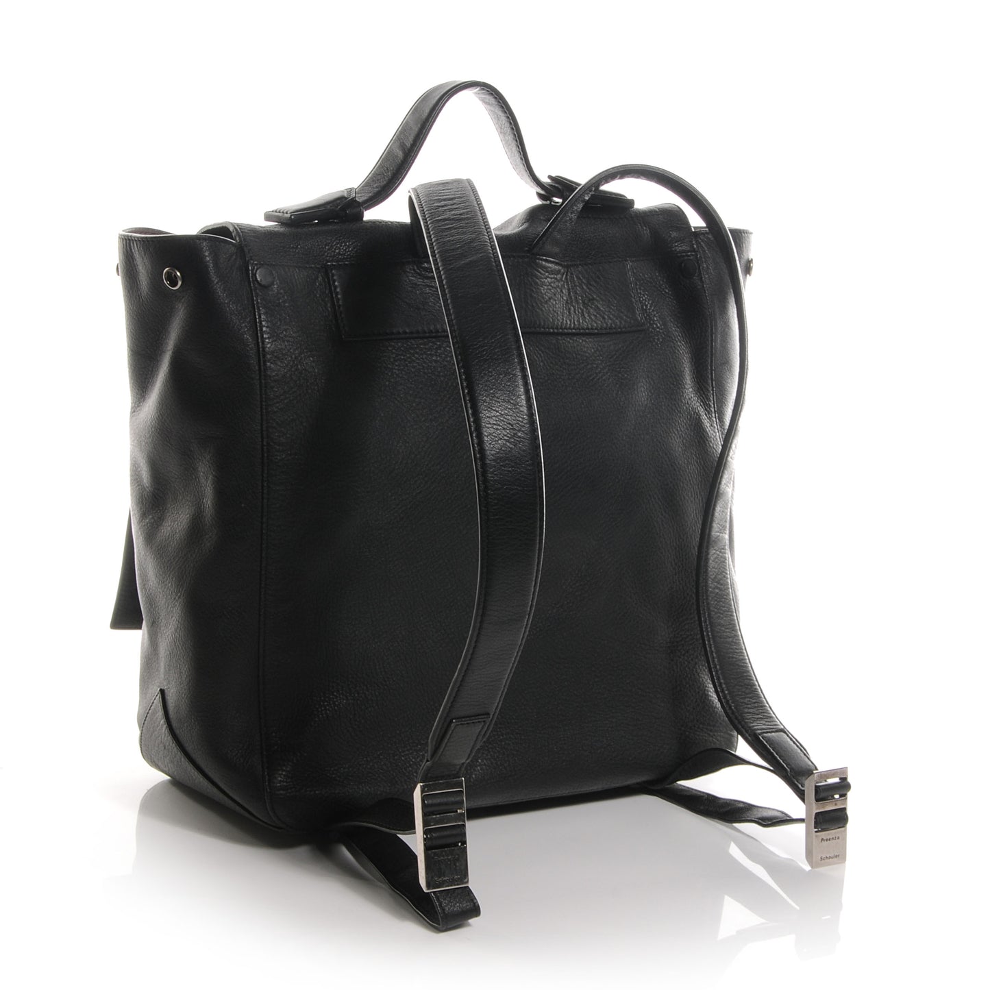 Leather Large Backpack Black