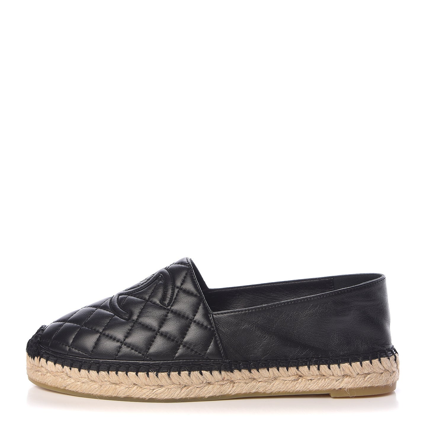 Lambskin Quilted CC Espadrilles 40 Black