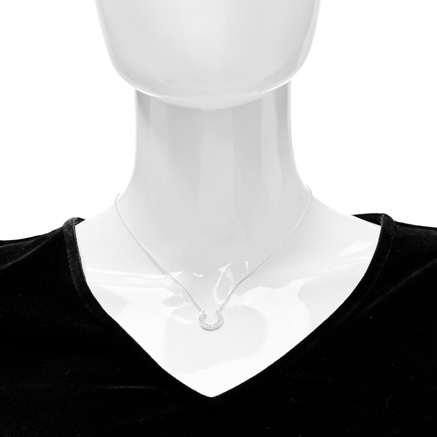 Tiffany Platinum Diamond Horseshoe Pendant Necklace 2 of 5