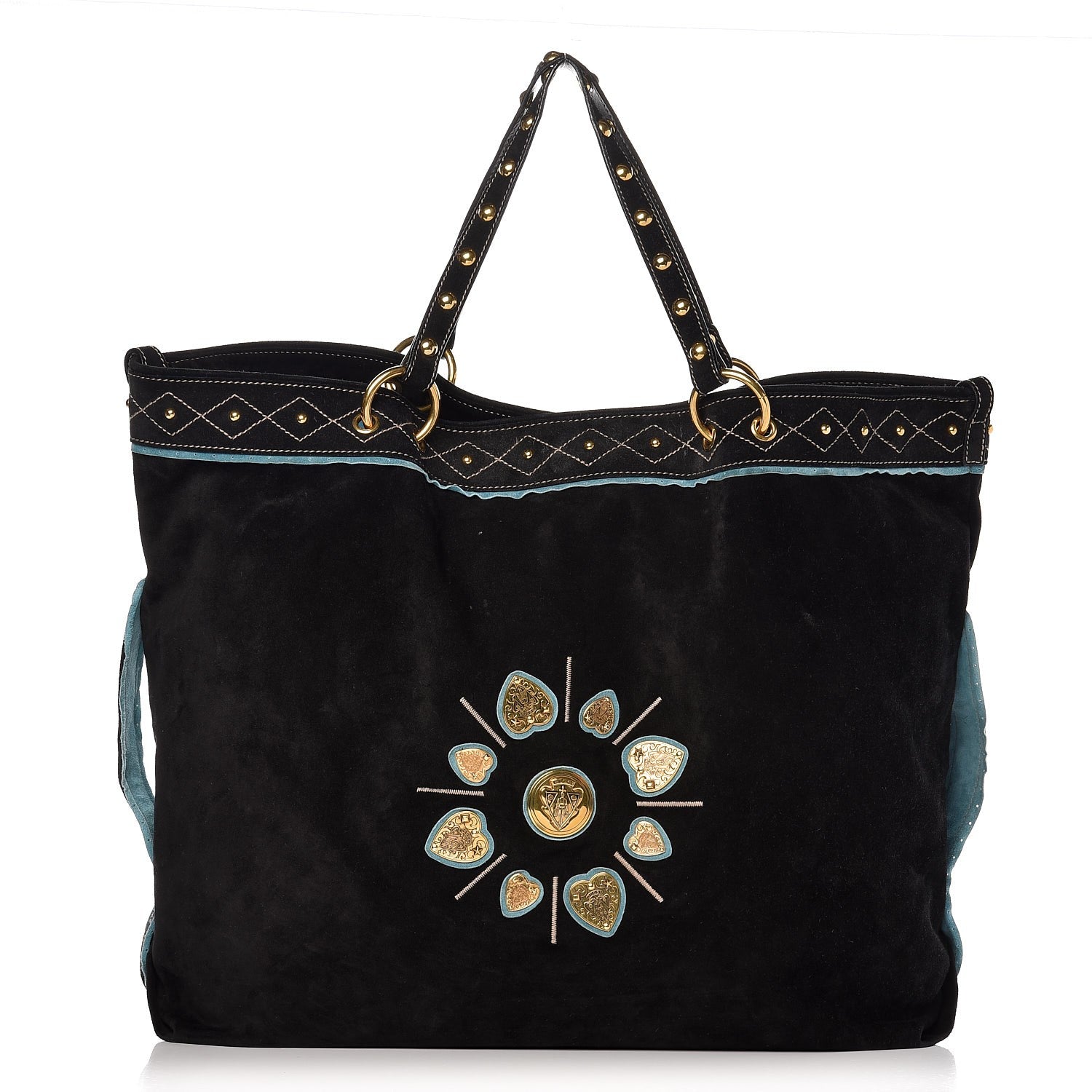 Gucci Suede Calfskin Studded Large Irina Tote Bag Black 1 of 9