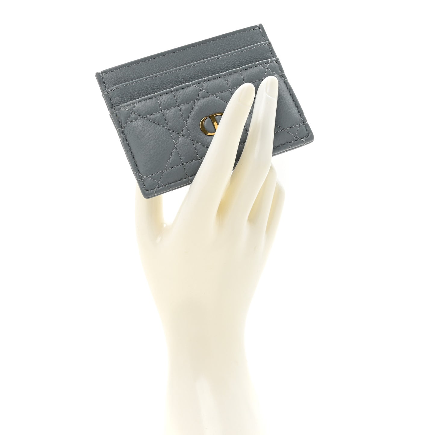 Supple Calfskin Cannage Caro Five-Slot Card Holder Cloud Blue