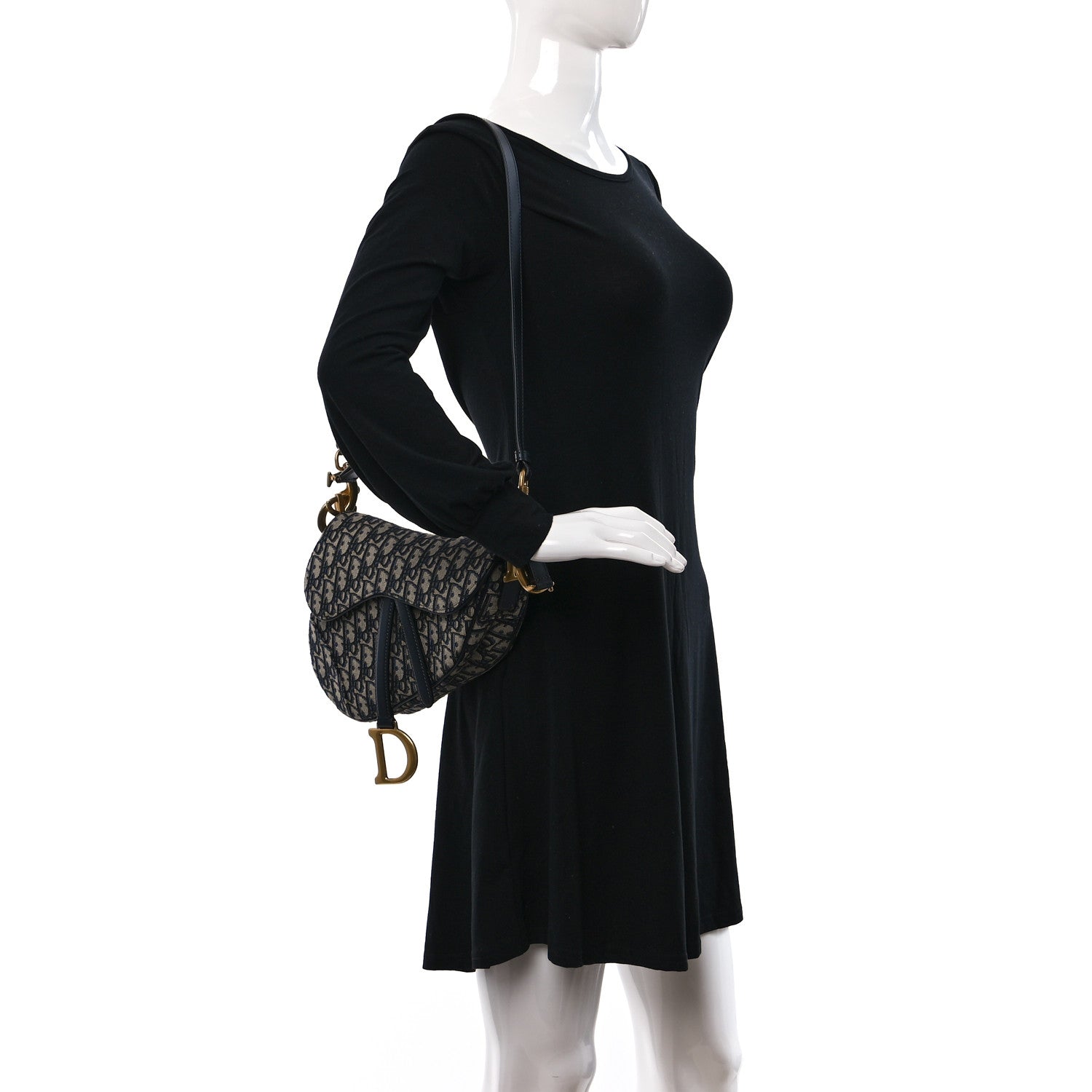 Christian Dior Oblique Saddle Bag With Strap Blue 2 of 9