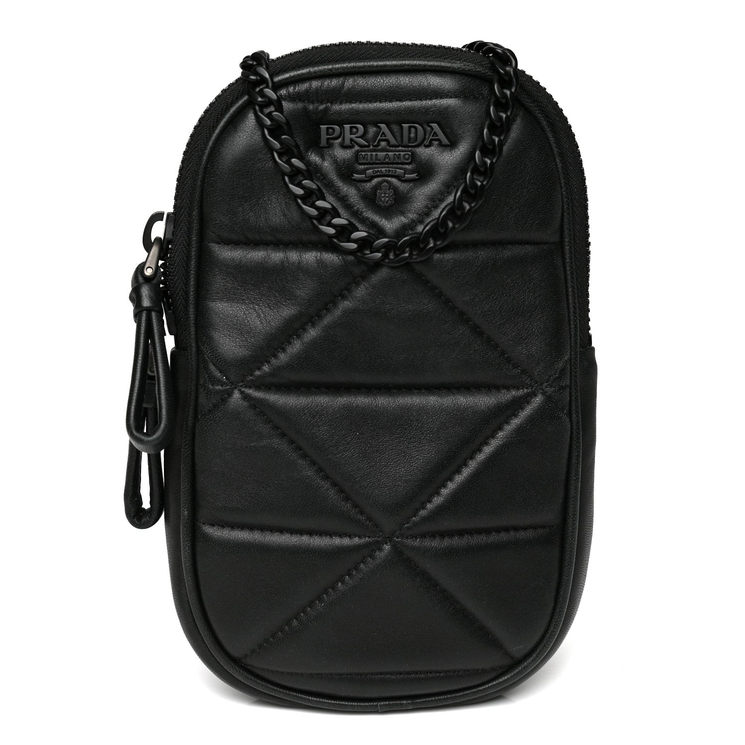 Prada Nappa Triangle Stitched Spectrum Double Zip Phone Case Crossbody Bag Black 1 of 9