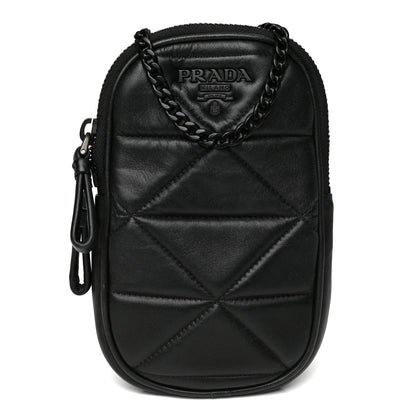 Prada Nappa Triangle Stitched Spectrum Double Zip Phone Case Crossbody Bag Black 1 of 9