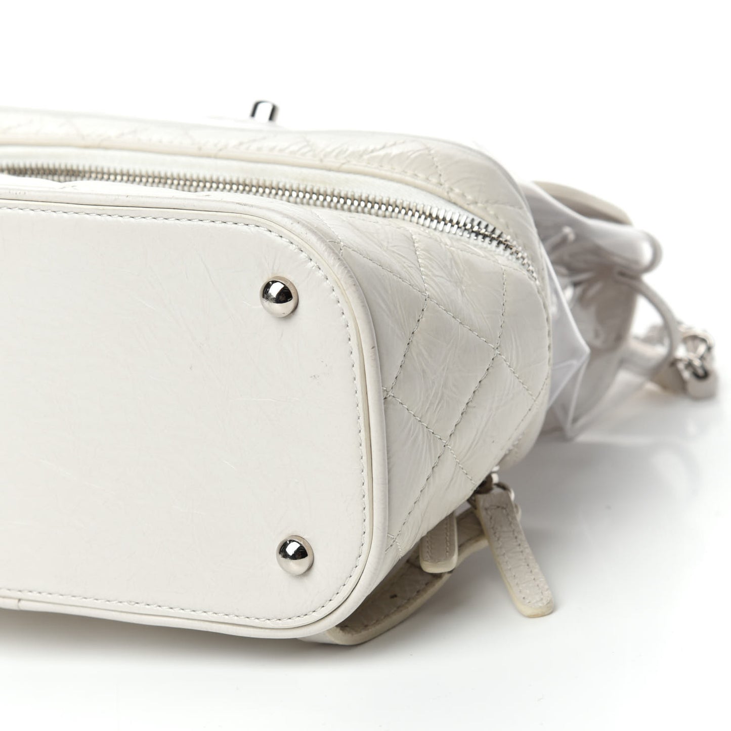 Crumpled Calfskin PVC Quilted Backpack White