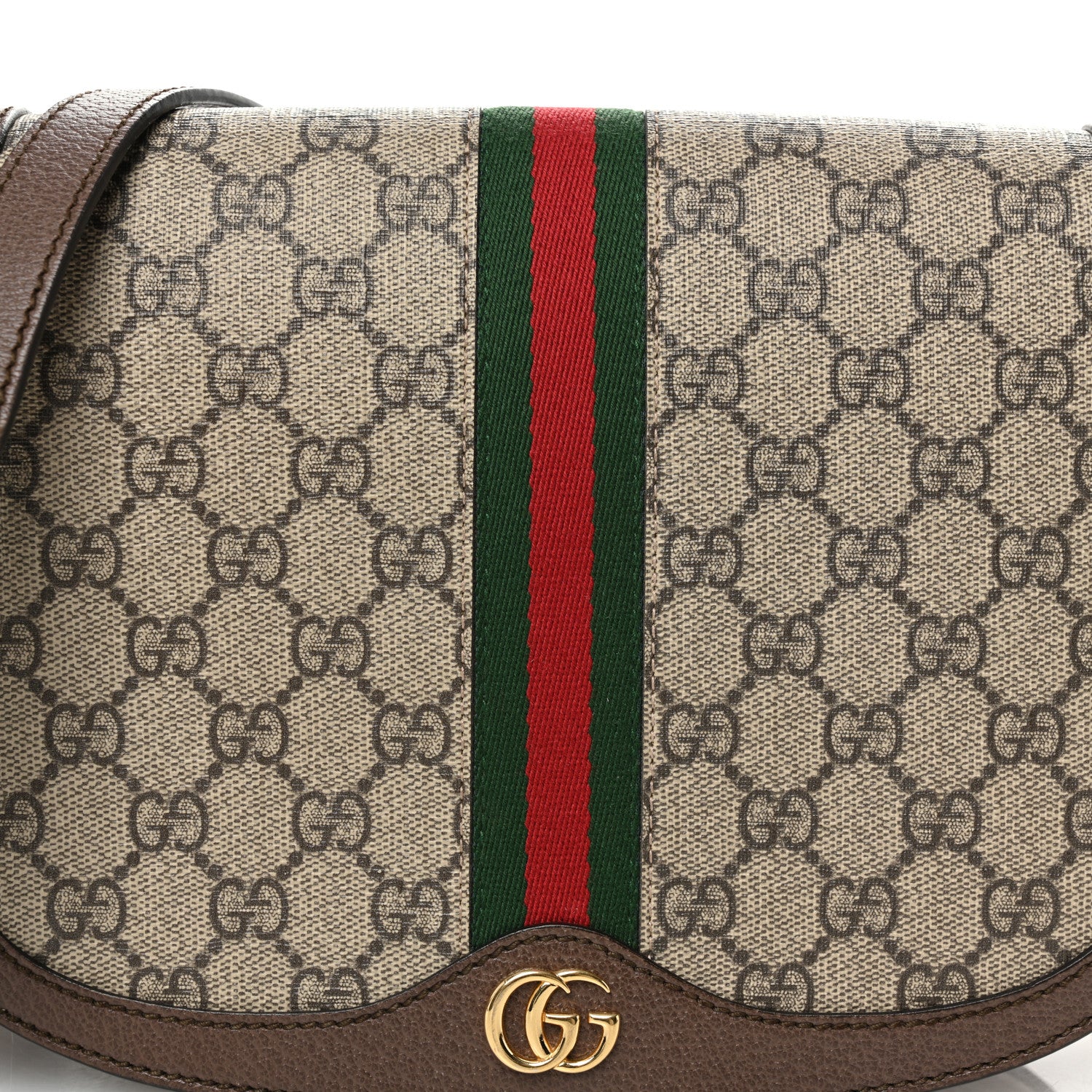 Gucci GG Supreme Monogram Web Small Ophidia Flap Messenger Bag Brown 8 of 13