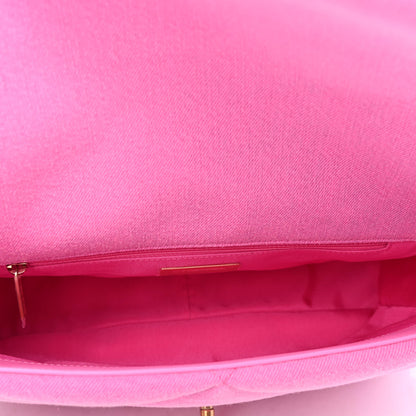 Chanel Denim Quilted Large Chanel 19 Flap Neon Pink 4 of 4
