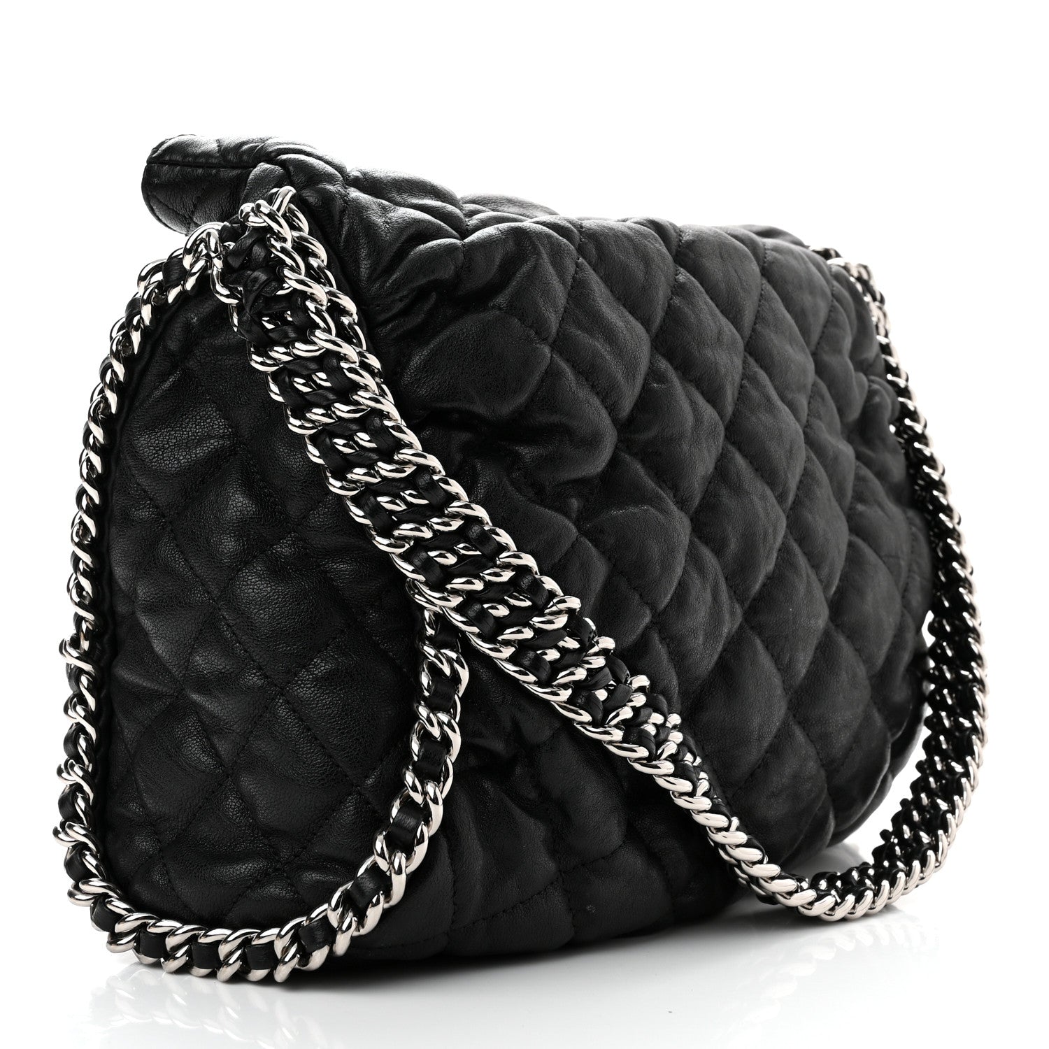 Chanel Washed Lambskin Chain Around Hobo Black 2 of 9