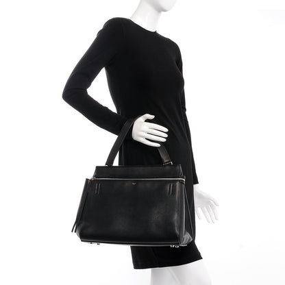 Celine Grained Calfskin Medium Edge Shoulder Bag Black 2 of 8