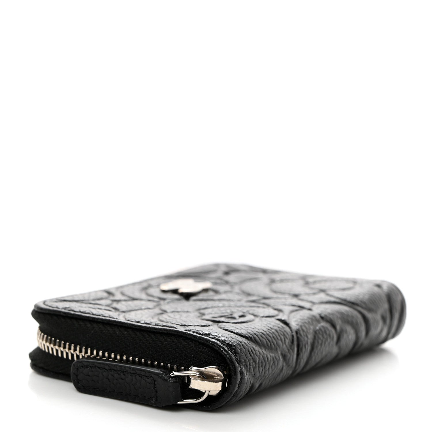 Chanel Caviar Camellia Embossed Zip Coin Purse Black 4 of 8