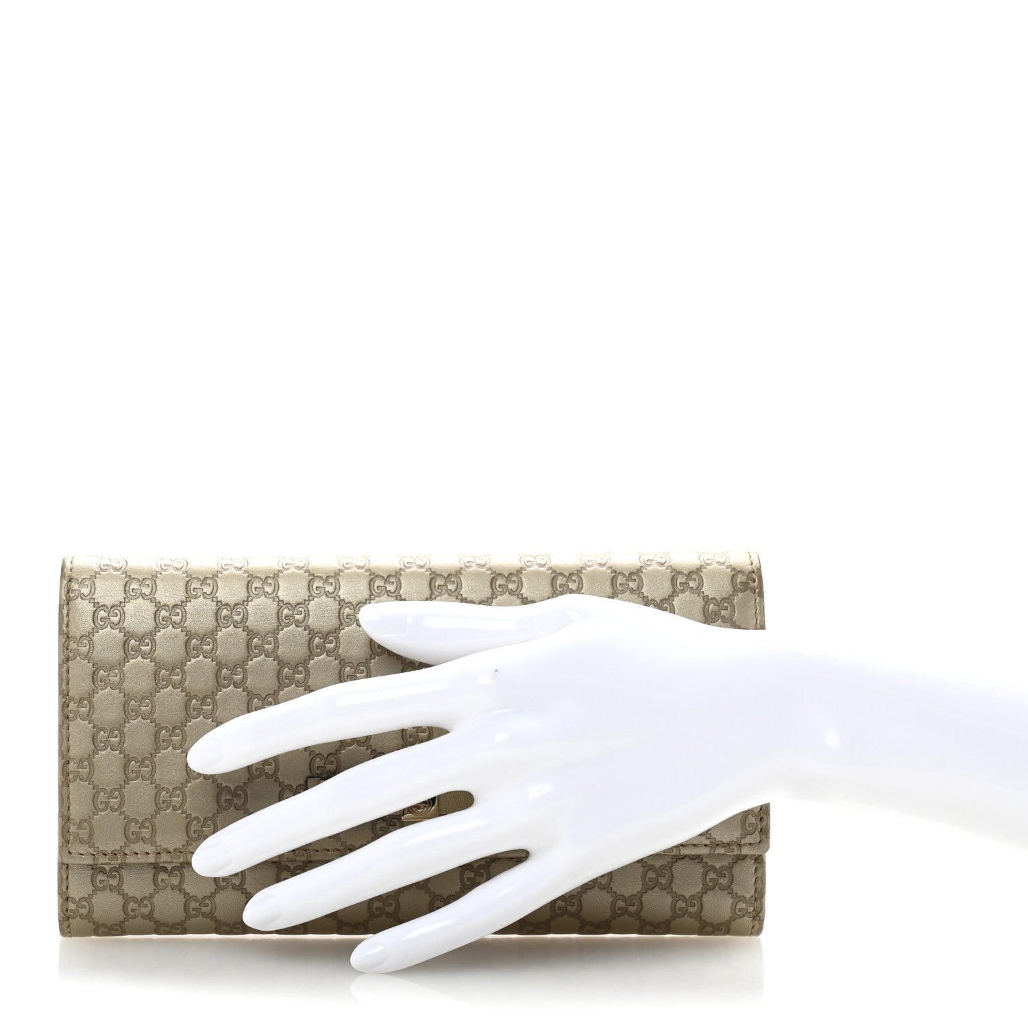 Gucci Metallic Microguccissima Bow Continental Wallet Golden Beige 2 of 11
