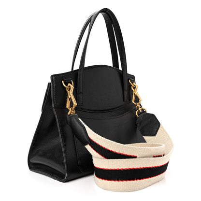 Gucci Grained Calfskin Web Crystal Butterfly Stripe Medium Totem Top Handle Bag Black 3 of 14