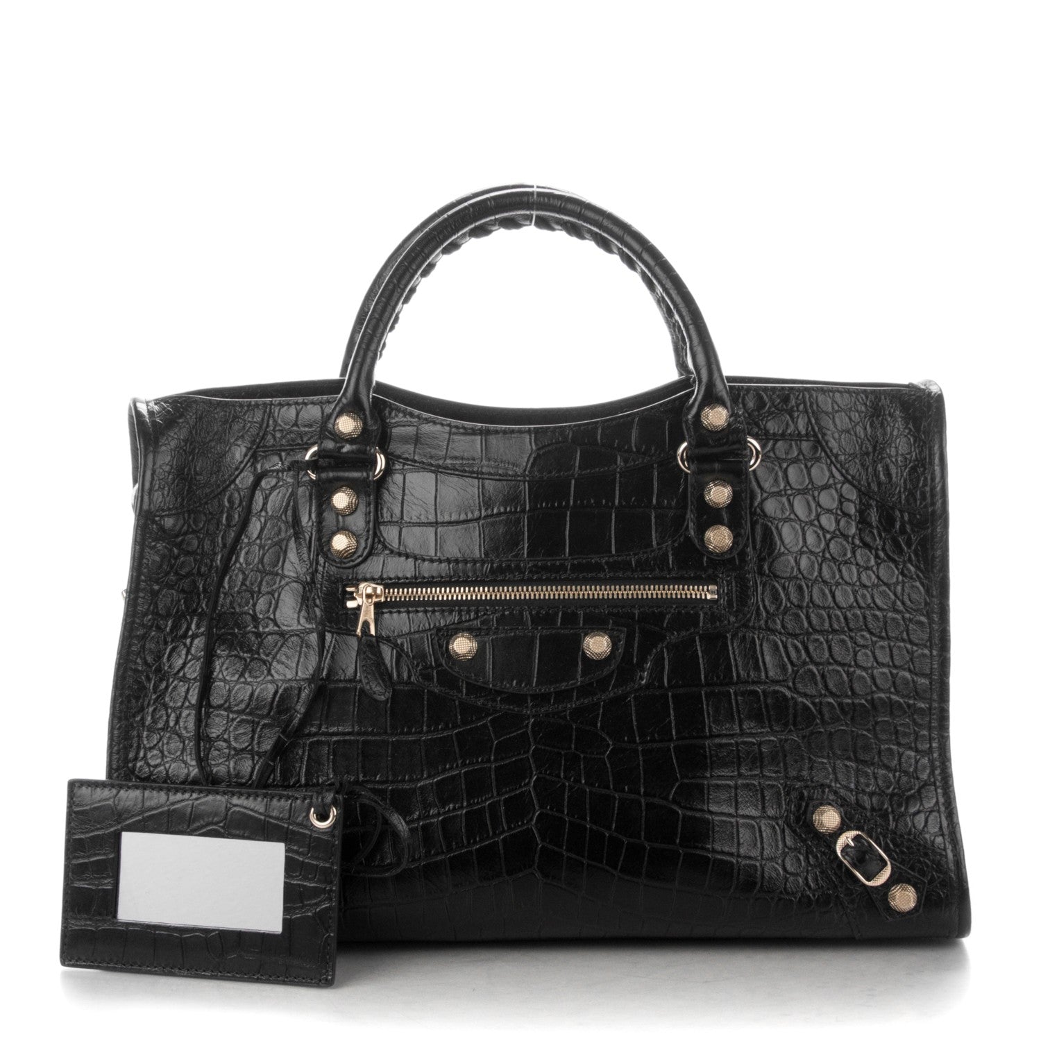 Balenciaga Calfskin Crocodile Embossed Giant 12 Gold Hardware City Black 1 of 7