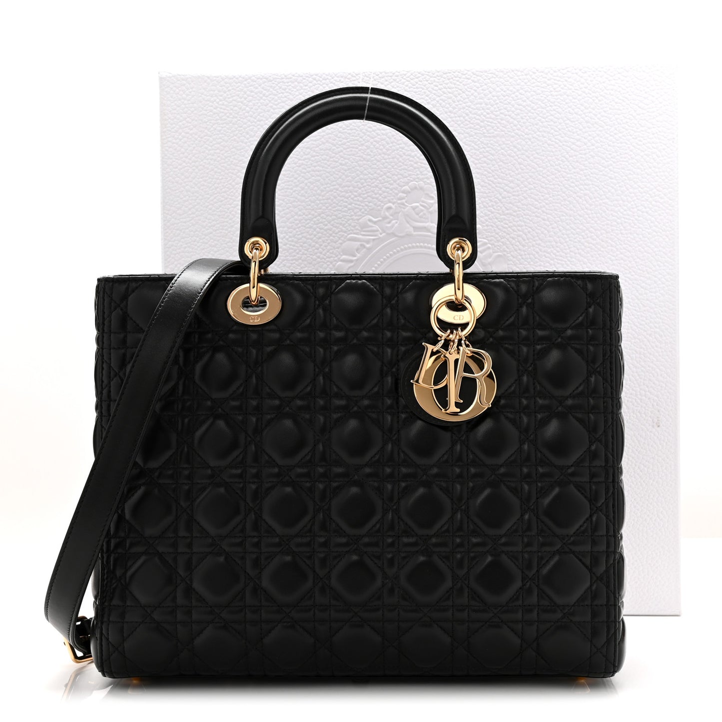 Lambskin Cannage Large Lady Dior Black