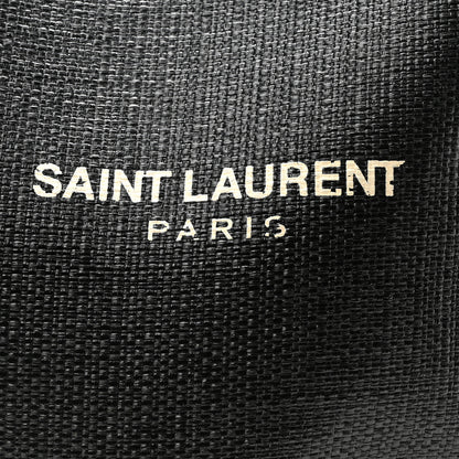 Saint Laurent Linen Canvas Teddy Shopping Bag Black 7 of 9